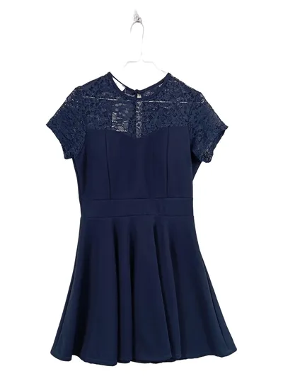 WALG Damen Kleid Spitze Kurzarm Dunkelblau Elegant Gr. M 38