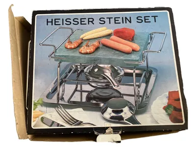 GU Grillbesteck Set 5tlg. Heißer Stein Raclette Tischgrill Edelstahl Silber
