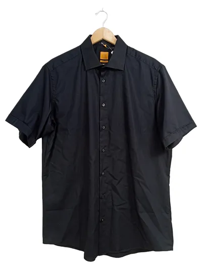 REDMOND Herren Business Hemd Kurzarm Schwarz Modern Fit Gr. 45-46 3XL