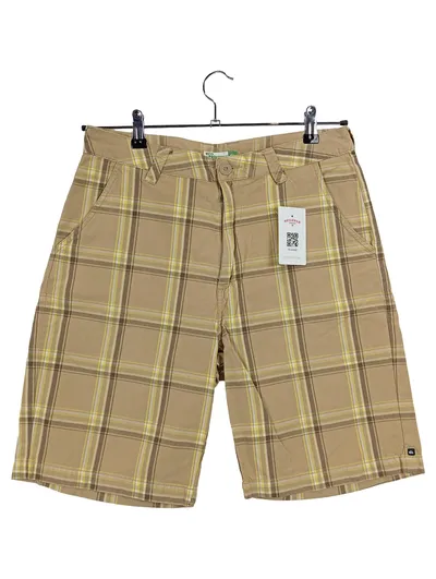 Quiksilver Shorts Herren Gr. 31 Beige Kariert Casual Baumwolle