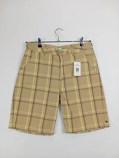 Quiksilver Shorts Herren Gr. 31 Beige Kariert Casual Baumwolle