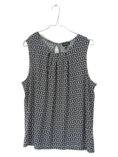 Jones New York Damen Top Ärmellos Geometrisch Klassisch Schwarz Gr. XL