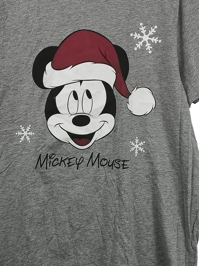Disney Mickey Mouse Weihnachts T-Shirt Herren Gr. XL Grau Santa