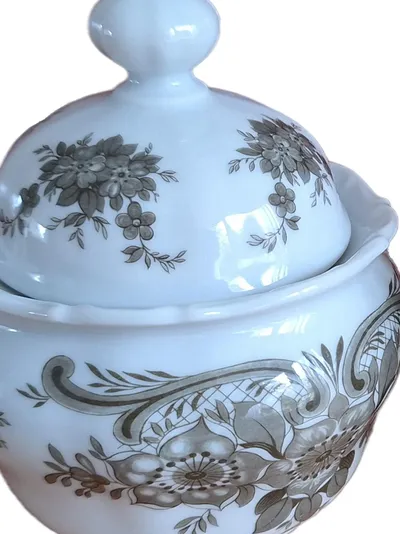 Seltmann Weiden Milch Zucker Set Barock Porzellan Weiß Blumenmuster Klassisch