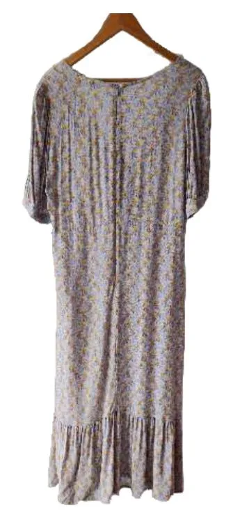 MSCH Copenhagen Damen Wickelkleid Blumenmuster Gr. 42/XL Lila Maxikleid