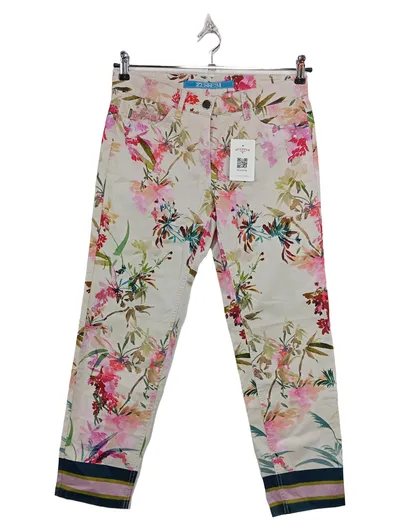 ZERRES Damen Stoffhose Blumenmuster Gr. 38 Baumwolle Floral Sommer