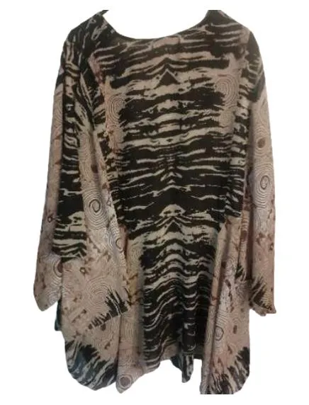 Ellos Plus Tunika Kaftan Damen Gr. 42/XL Tigerprint Bohemian Mehrfarbig 2