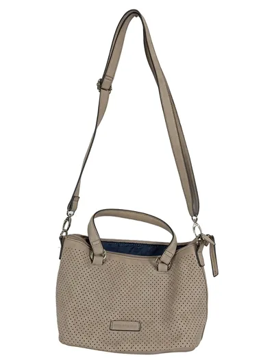 GERRY WEBER Damen Umhängetasche Beige Lochmuster Crossbody Bag Handtasche