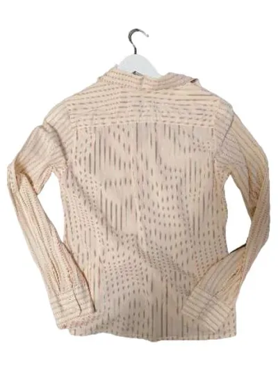 H&M L.O.G.G. Damen Hemdbluse Gr. 38 Beige Gestreift Baumwolle Langarm