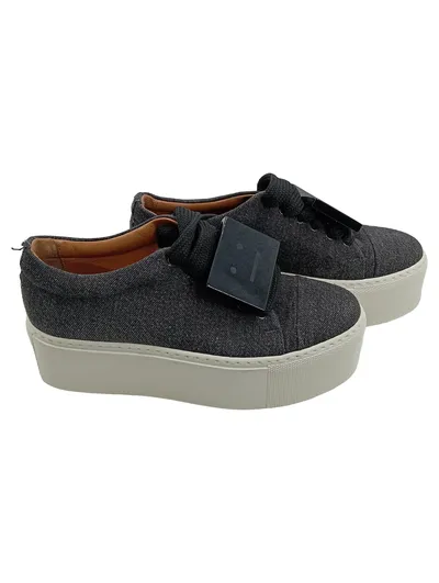 Acne Studios Damen Sneaker Low Platform Grau Textil Gr. 35 Face Motiv