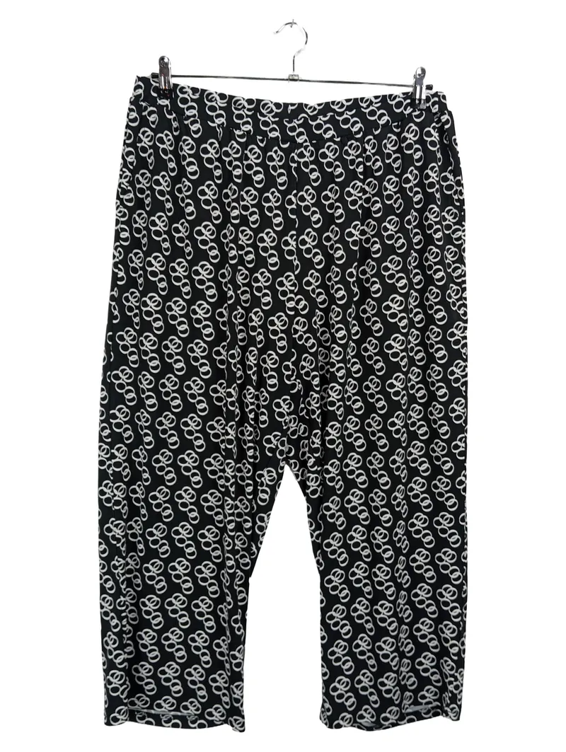 Ulla Popken Damen Stoffhose Gr. 50/5XL Schwarz Grafisch Freizeit 1