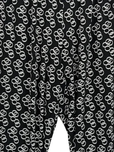 Ulla Popken Damen Stoffhose Gr. 50/5XL Schwarz Grafisch Freizeit
