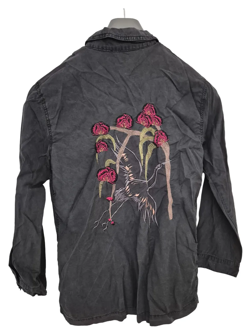 Pull&Bear Lyocell Arbeitsjacke Damen Hemd Jacke Grau S 36 2