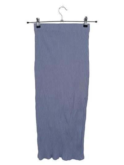 ZARA Damen Midirock Rippstrick Blau Gr. M 38 Stretch Bleistiftrock