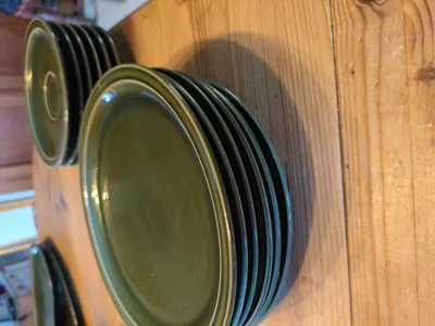 MELITTA Ceracron Essteller Grün Keramik Vintage 21 cm Oval