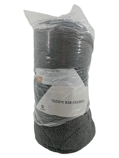 Zydante Teddy Rib Dekbed Wohndecke Kuscheldecke Grau 200x200 cm Polyester