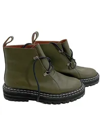 ATP Atelier Damen Stiefelette Leder Oliv Gr. 36 Schnürung Chunky Sohle 1