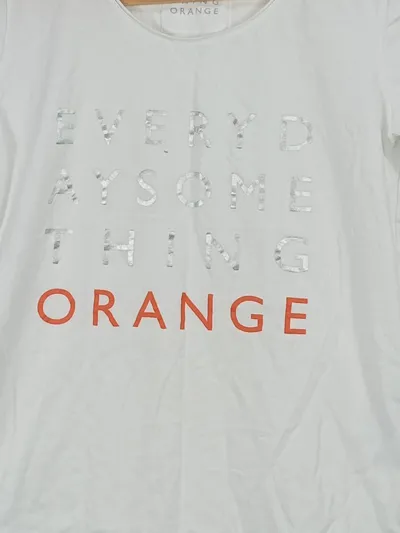 BOSS Orange Damen T-Shirt Gr. S Weiß Baumwolle Schriftzug Print