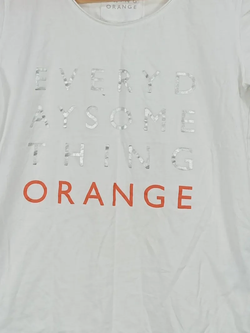 BOSS Orange Damen T-Shirt Gr. S Weiß Baumwolle Schriftzug Print 2