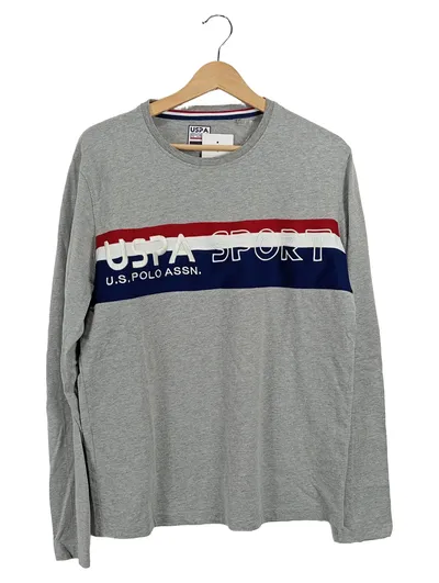 U.S. Polo Assn. Herren Langarmshirt Sport Grau Gr. 42;XXS Logo-Print