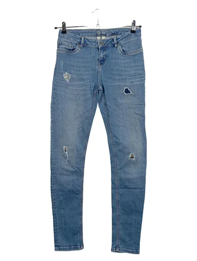 ORSAY Damen Skinny Jeans Destroyed Look Gr. 40 Blau Pailletten