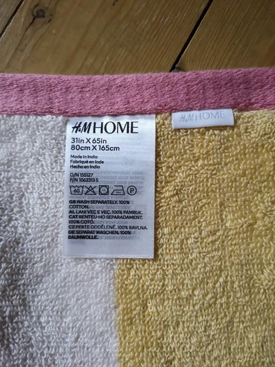 H&M Home Handtuch Baumwolle Gestreift Mehrfarbig 80x165 cm Neu