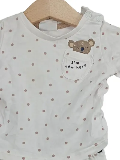 ORSOLINO Baby Set Langarmshirt Hose Koala I'm new here Gr. 56 Weiß