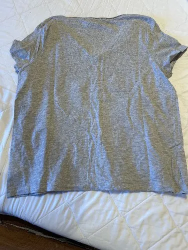 Anna Field Damen T-Shirt V-Ausschnitt Grau Meliert Gr. XL Basic