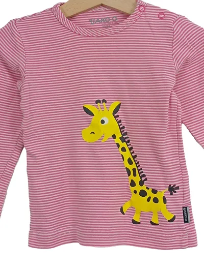 JAKO-O Langarmshirt Kinder Mädchen Gr. 80 Rosa Gestreift Giraffe Casual