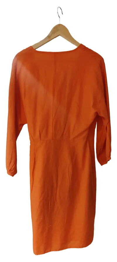 MSCH Copenhagen Wickelkleid Damen Gr. 38 Orange Leinen Baumwolle