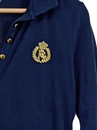 Ralph Lauren Damen Langarm Poloshirt Blau Gr. 38/M Wappen Logo 2