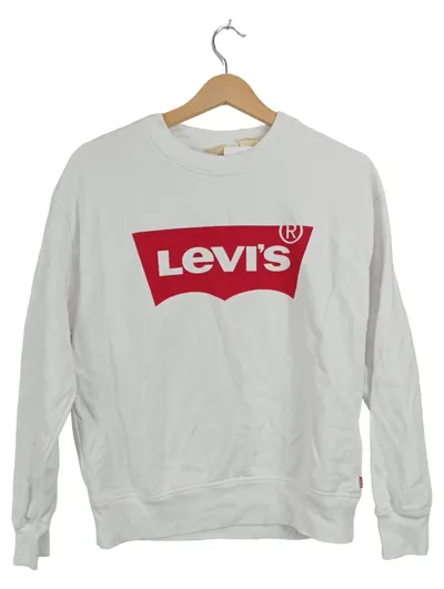 Levi's Damen Sweatshirt Weiß Logo-Print Gr. XS Pullover Casual
