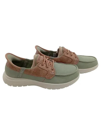 Skechers Slip-ins Slipper Damen Gr. 37 Grün Casual Bequemschuh