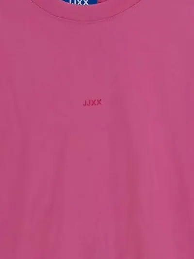 JJXX Damen T-Shirt Pink Gr. S Baumwolle Oversized Casual Logo