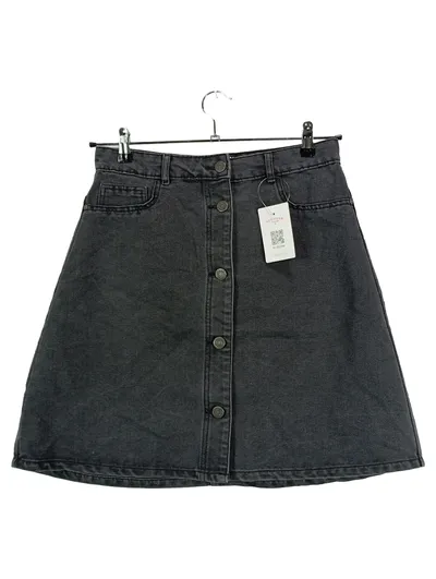 Noisy May Damen Jeansrock Gr. L/40 Grau A-Linie Knopfleiste