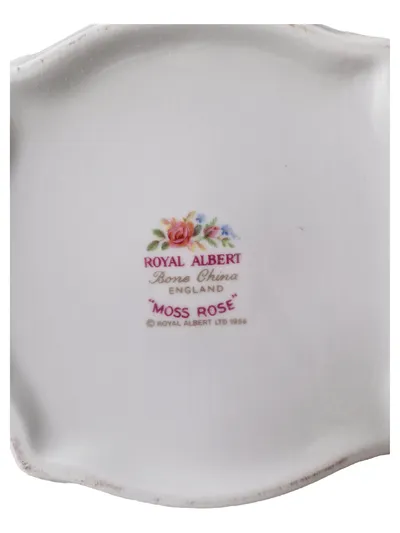 Royal Albert MOSS ROSE Kerzenhalter Porzellan Vintage Blumen Weiß 5cm