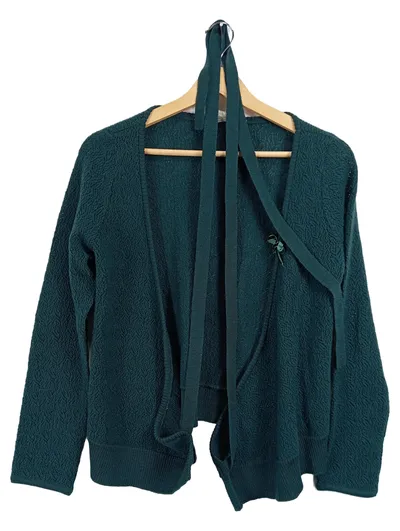 Schumacher Strickjacke Damen S Grün Casual Wickelpullover Wolle