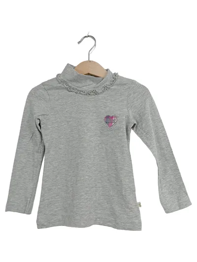 KANZ Mädchen Langarmshirt Herz-Applikation Rüschen Grau Gr. 92