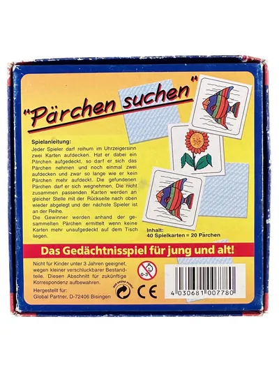 Pärchen suchen Gedächtnisspiel Memory 40 Karten für jung und alt