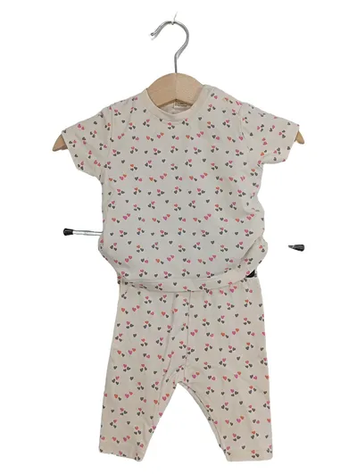ALANA Baby Set Shirt Hose Herzen Muster Gr. 56 Beige Baumwolle