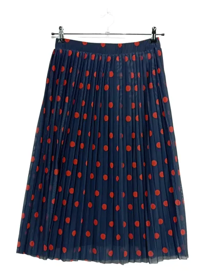 MSCH Copenhagen Damen Faltenrock Plissee Punkte Blau Rot Gr. S