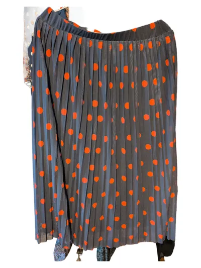 MSCH Copenhagen Damen Faltenrock Plissee Punkte Blau Rot Gr. S