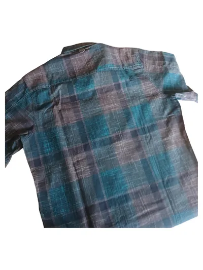 Engbers Herren Freizeithemd Kariert Kurzarm Regular Fit Gr. M Petrol Braun