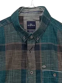 Engbers Herren Freizeithemd Kariert Kurzarm Regular Fit Gr. M Petrol Braun 3