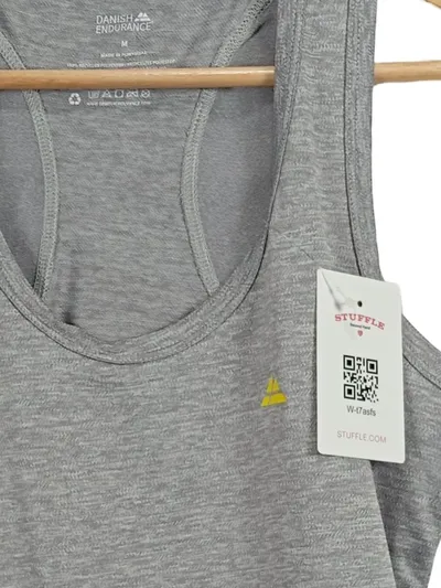 Danish Endurance Damen Tanktop Sportshirt Gr. M 38 Grau Racerback Fitness