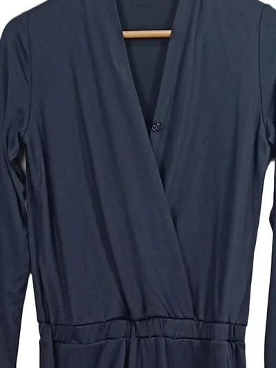 Rich & Royal Damen Jumpsuit Langarm Wickeloptik Blau Gr. XS/34