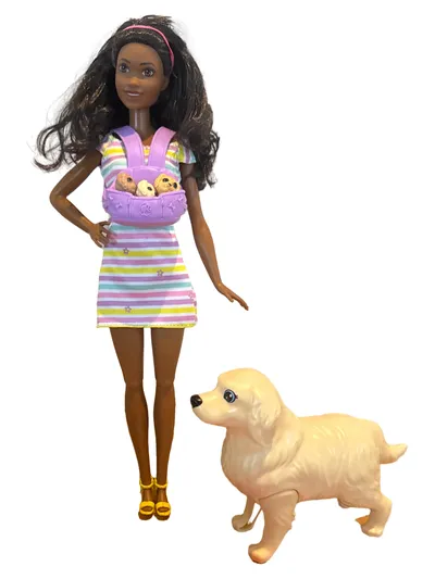 Barbie Welpenpflegerin Puppe mit Hund Zubehör Spielset Kinder Mehrfarbig