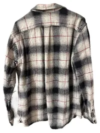 Levi's Flanellhemd Herren M Kariert Grau Schwarz Rot Baumwolle Langarm 2