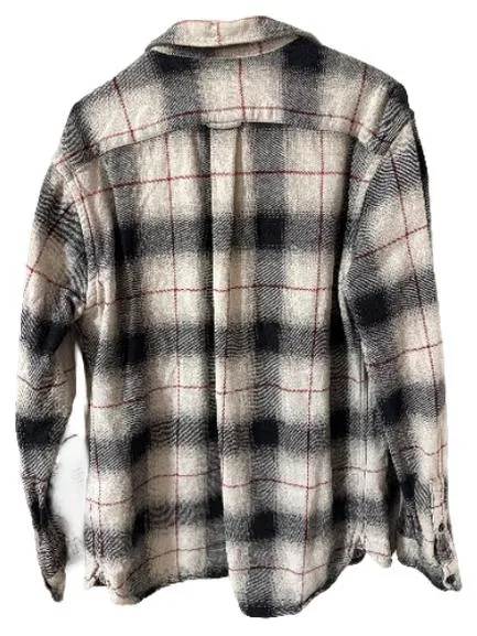 Levi's Flanellhemd Herren M Kariert Grau Schwarz Rot Baumwolle Langarm 2