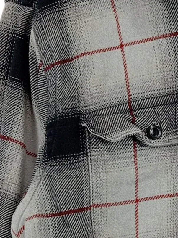 Levi's Flanellhemd Herren M Kariert Grau Schwarz Rot Baumwolle Langarm 5